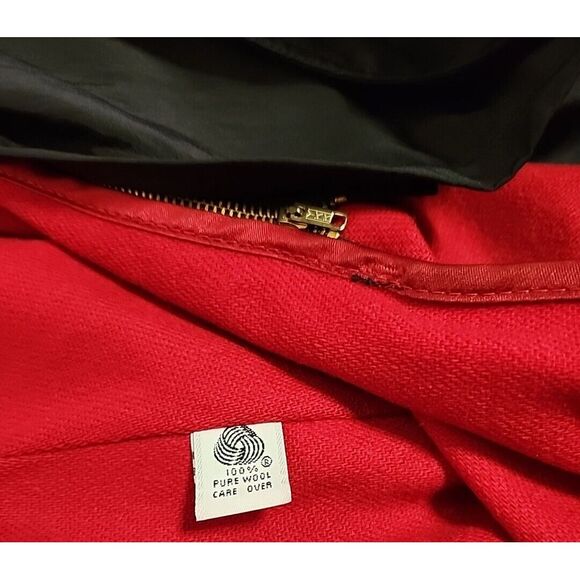 Vintage Jones New York‎ Wool Long Coat Petite XL Peacoat Black with Red Lining - Picture 3 of 15